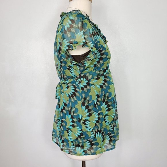 Duo Maternity 2 Piece Short Sleeve Textured Chiffon Tie Back Top Size M - Picture 6 of 12